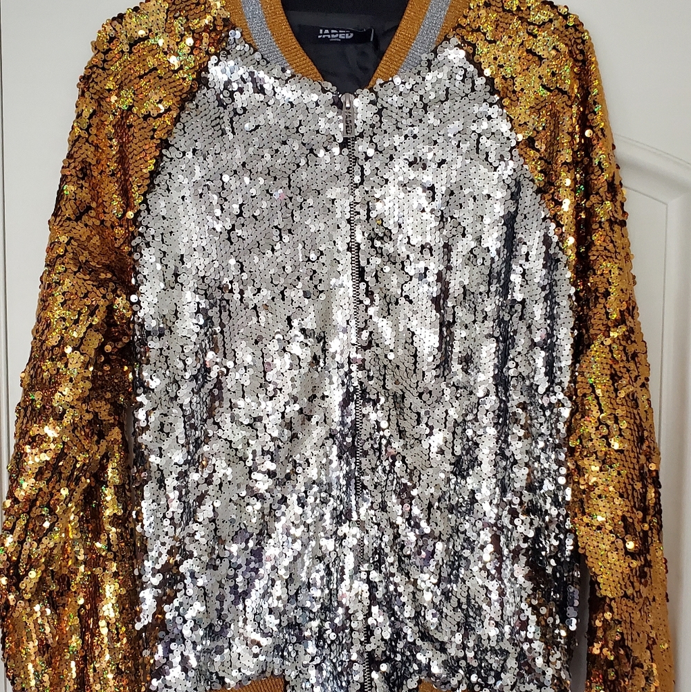 NWT Sequin Bomber Jacket
